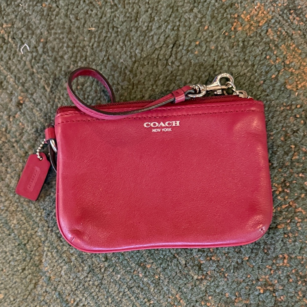 Coach Burgundy Leather Wristlet
